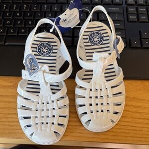 Meduse White Jelly Sandals with Navy Striped Insole